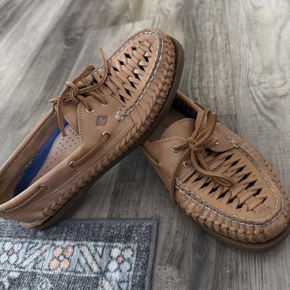 SPERRY Top-Sider Authentic Original 2-Eye Woven Boat Shoe Women Size 8.5 Leather